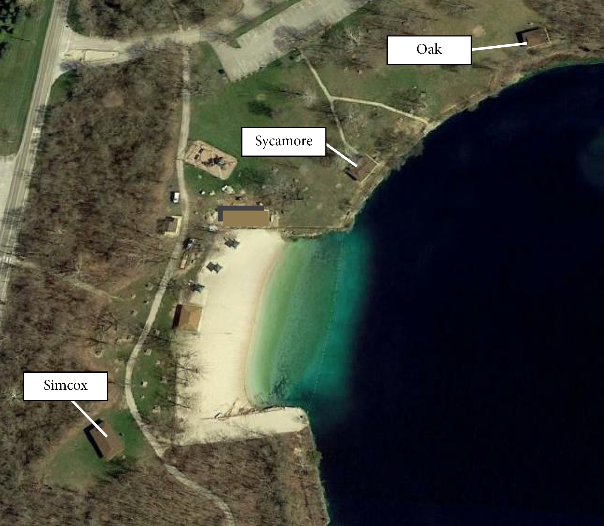 White Start Map Displaying location of Shelters